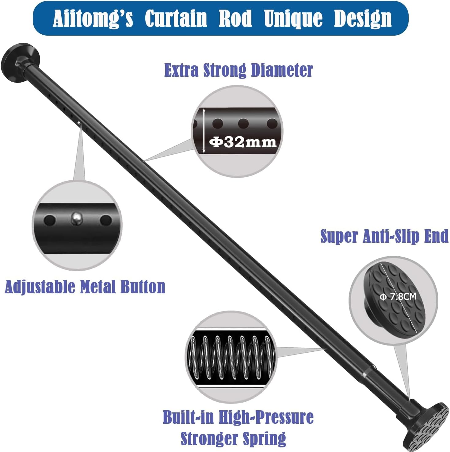 Asta Telescopica per Doccia 4m Extra Lunga, Bianca - immagine 2
