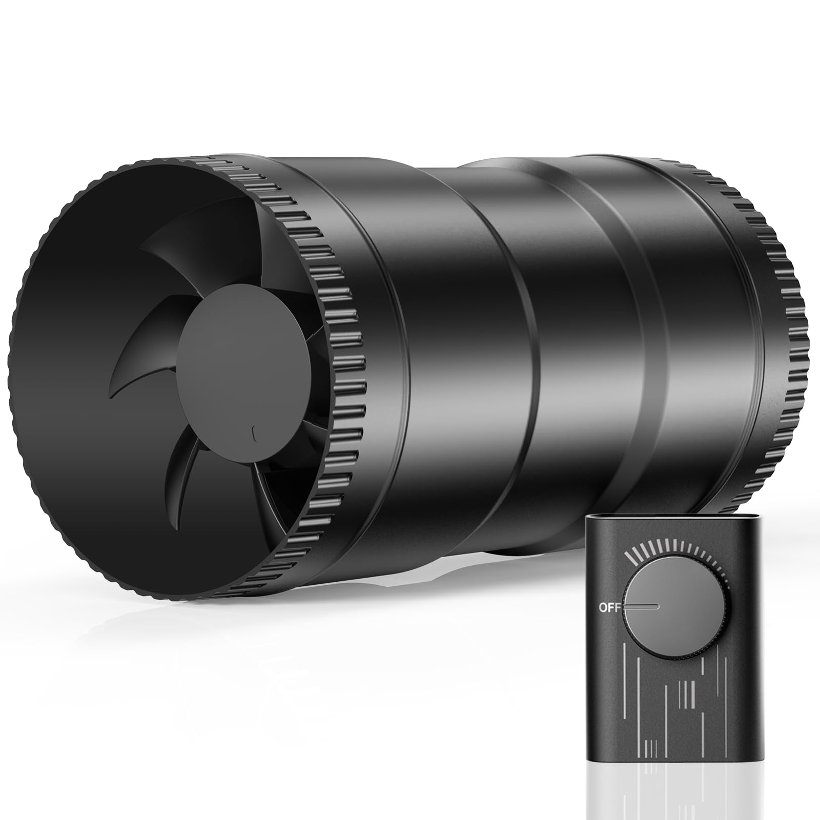 Hon&guan Ventilatore Tubolare Regolabile 100mm 221m³/h, Nero