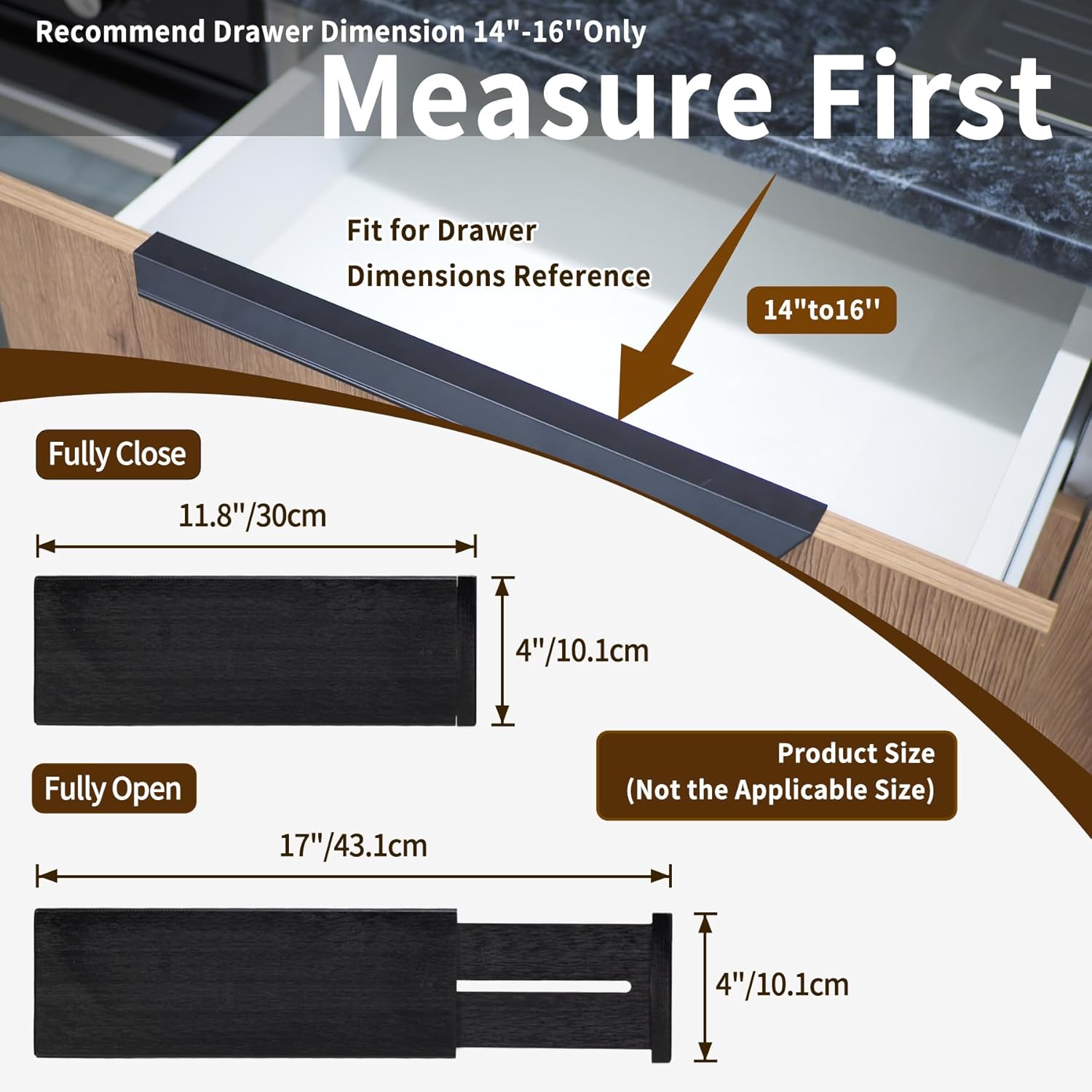Utoplike Divisori per Cassetti in Bambù Regolabili 10,1cm - immagine 3
