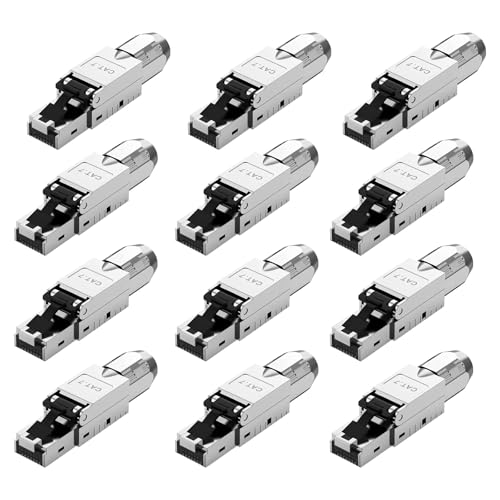 Connettori Rete CAT 7 RJ45 per Cavi LAN Rigidi 12 Pezzi