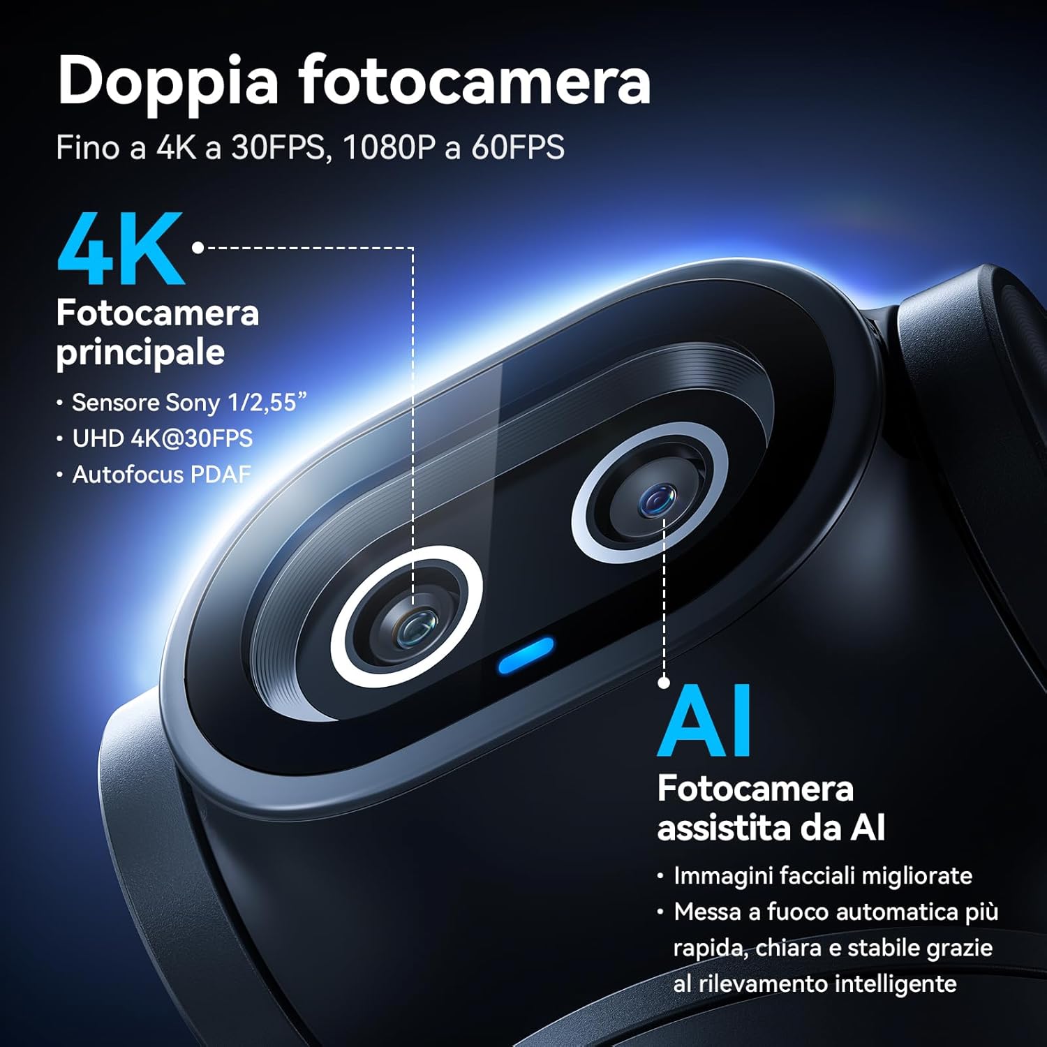 Emeet PIXY - Telecamera PTZ 4K Doppia AI Webcam - immagine 2