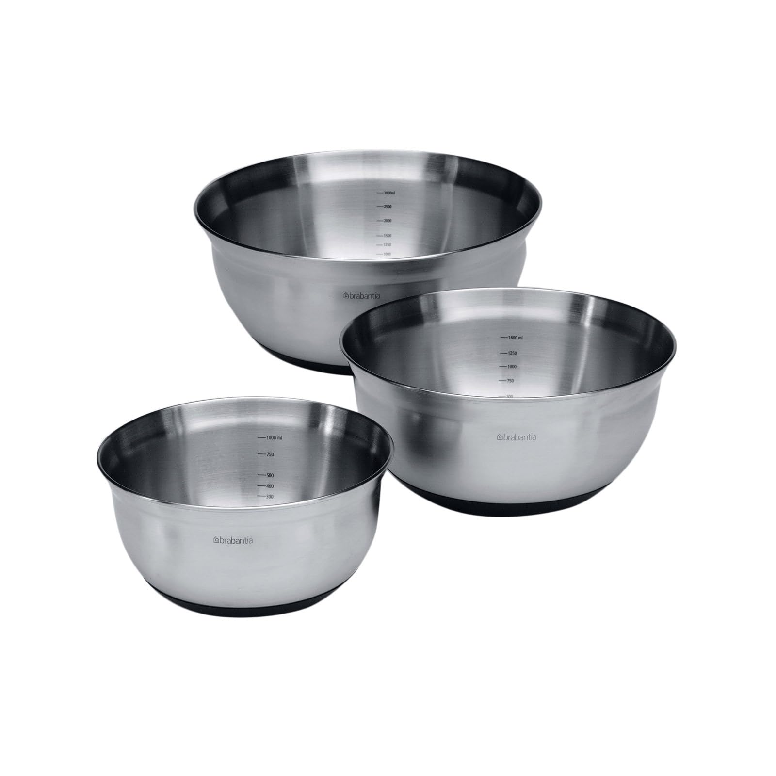 Brabantia Mixing Bowl Set 3 Ciotole Graduate Acciaio Inox