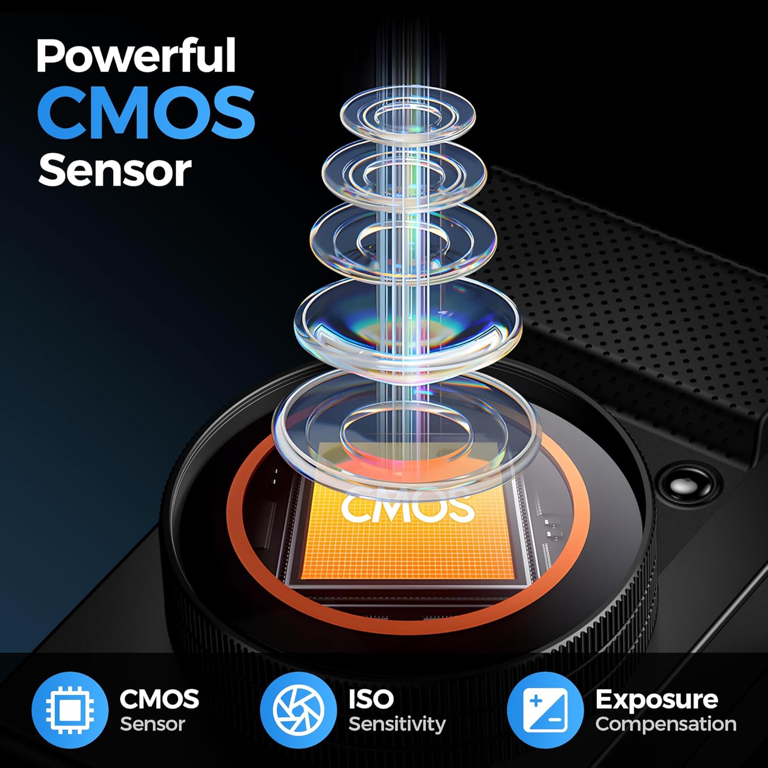 Macchina Fotografica Digitale 4K 64MP, Nera - immagine 3