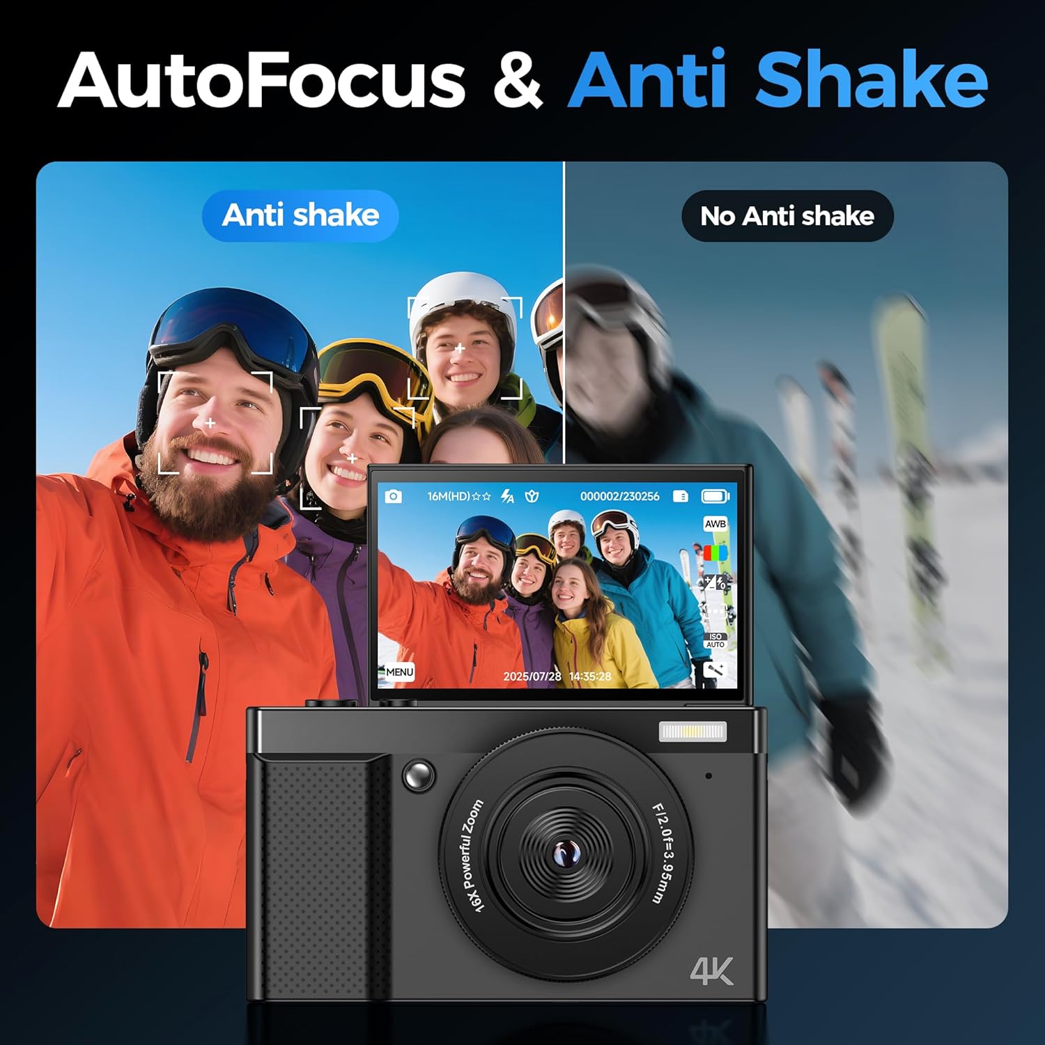 Macchina Fotografica Digitale 4K 64MP, Nera - immagine 6