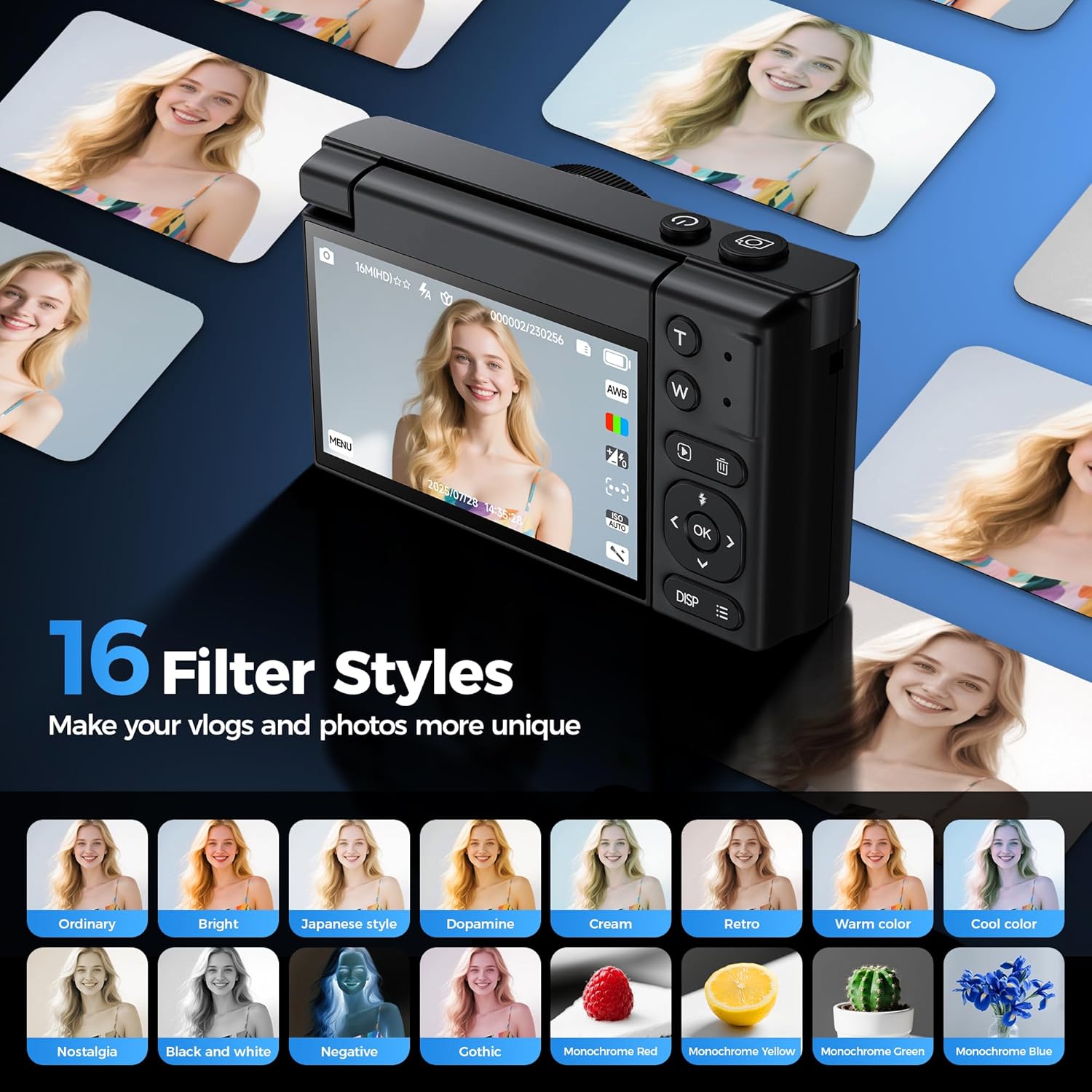 Macchina Fotografica Digitale 4K 64MP, Nera - immagine 7