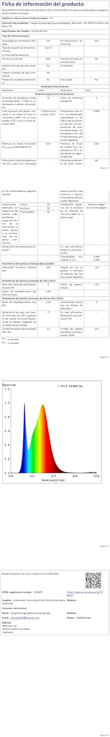 Gy Lampadine LED GU10 10W 1100lm, 12 pezzi - immagine 8
