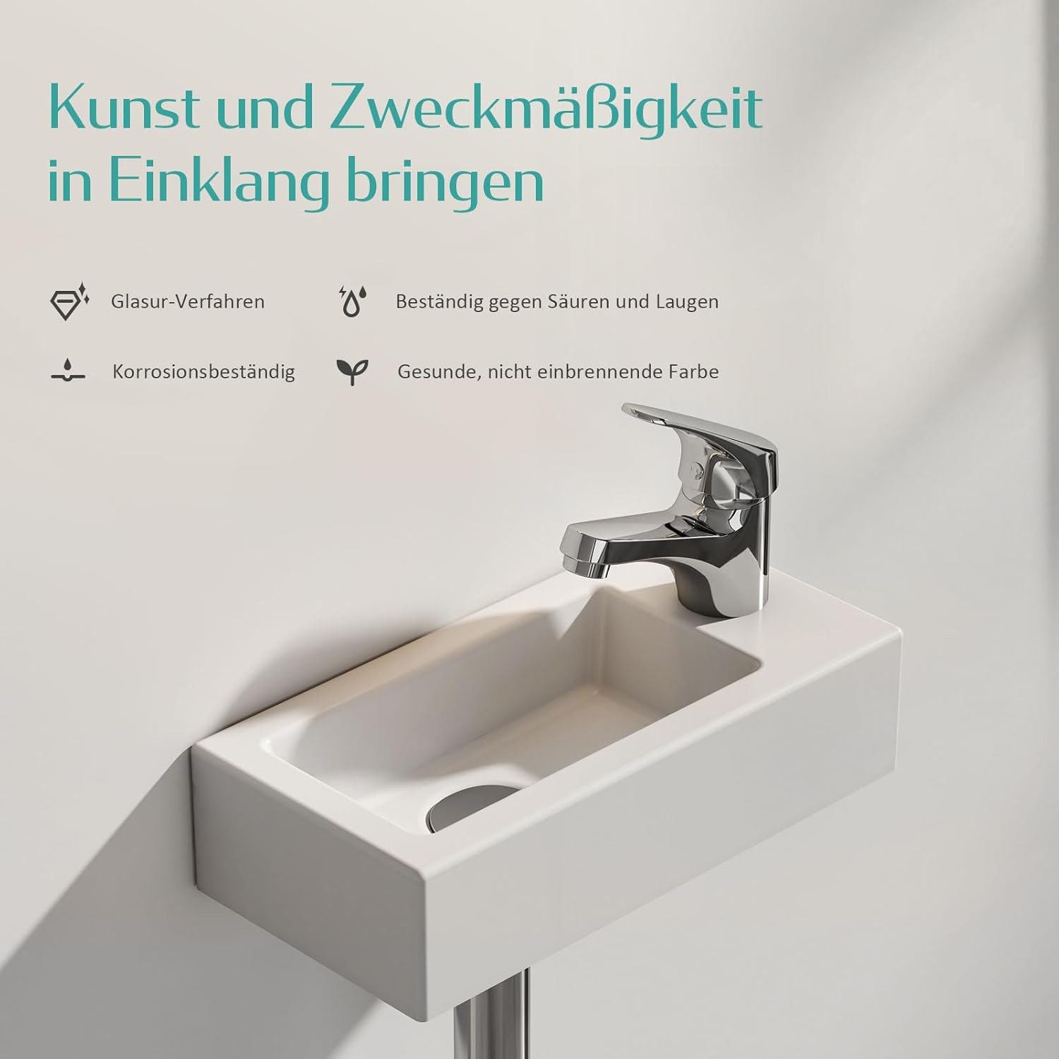 Emke Mini Lavabo Sospeso per Bagno 36 × 18 × 9 cm - immagine 2