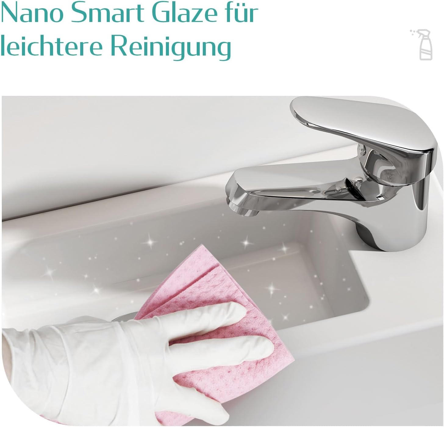 Emke Mini Lavabo Sospeso per Bagno 36 × 18 × 9 cm - immagine 6