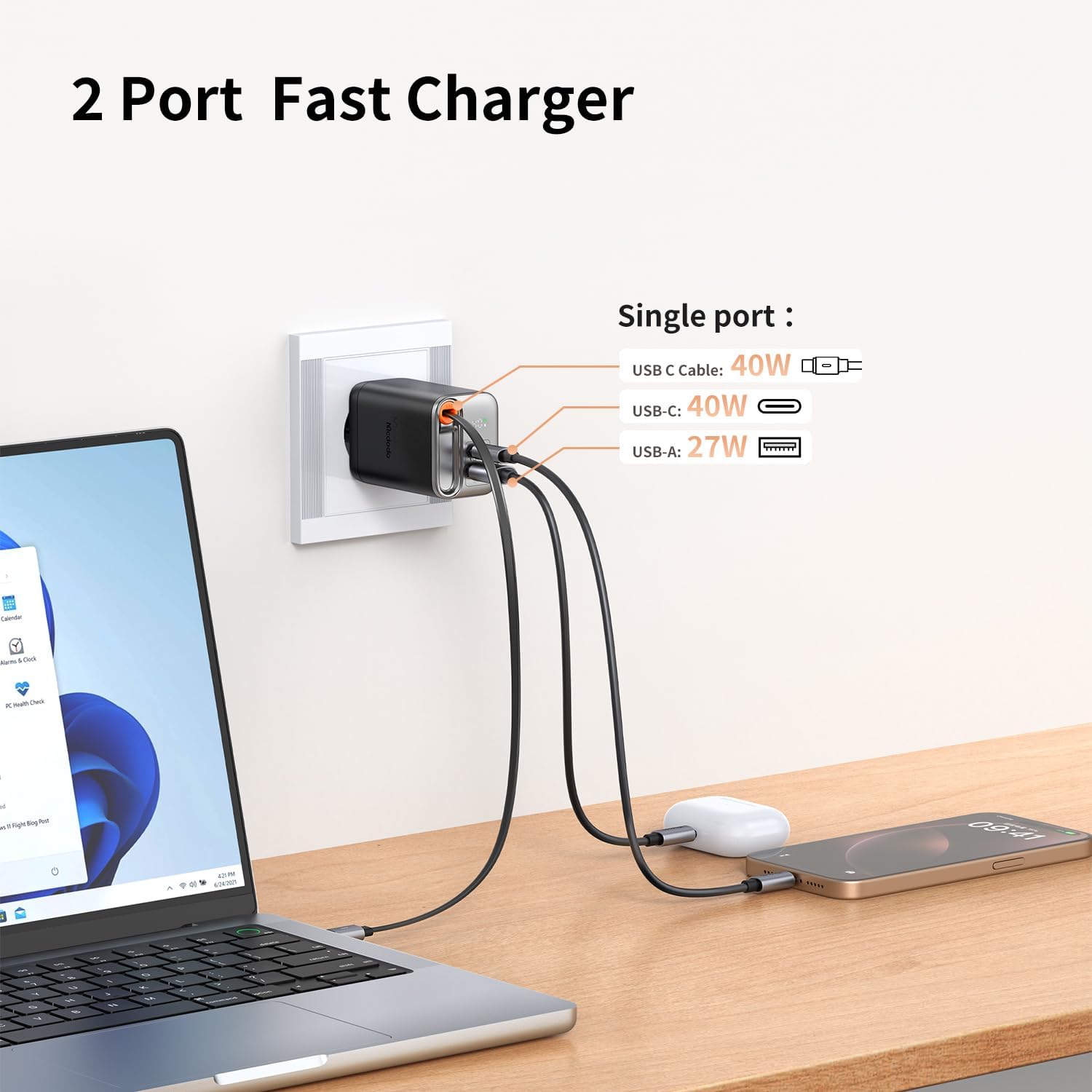 Mcdodo Caricatore USB C Rapido 40W GaN con Cavo Retrattile - immagine 6