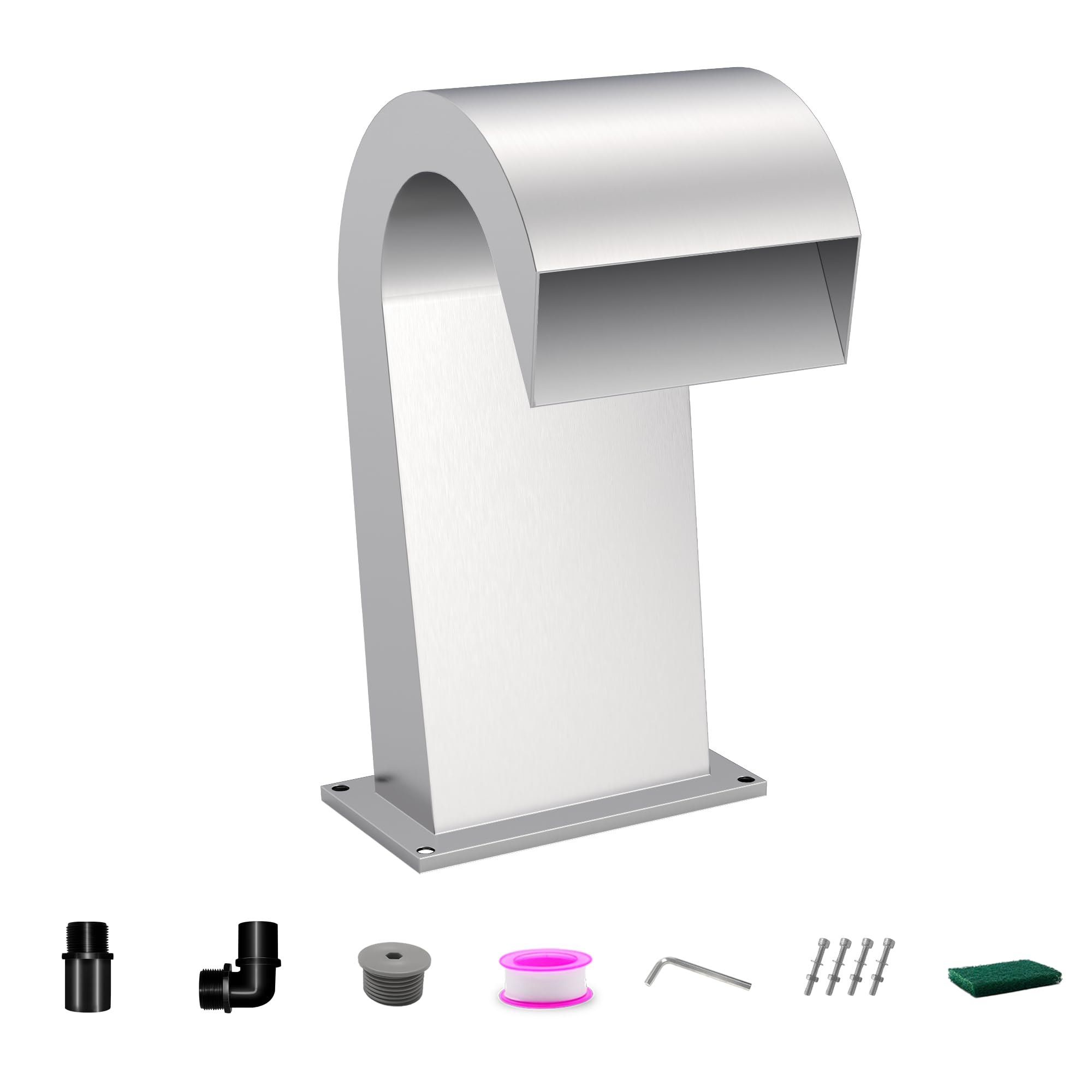 Longrunnew Fontana Curva per Piscina a Cascata in Acciaio Inox