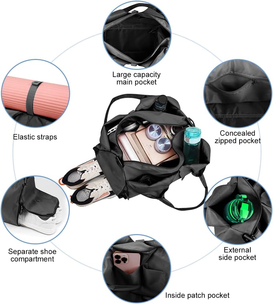 Aucuu Borsone Palestra Impermeabile con Scomparto Scarpe - immagine 2