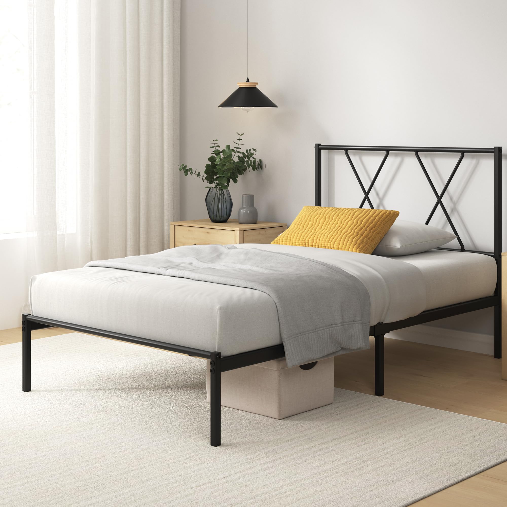 Zinus Elias - Struttura Letto Singolo 90x200cm, Nero