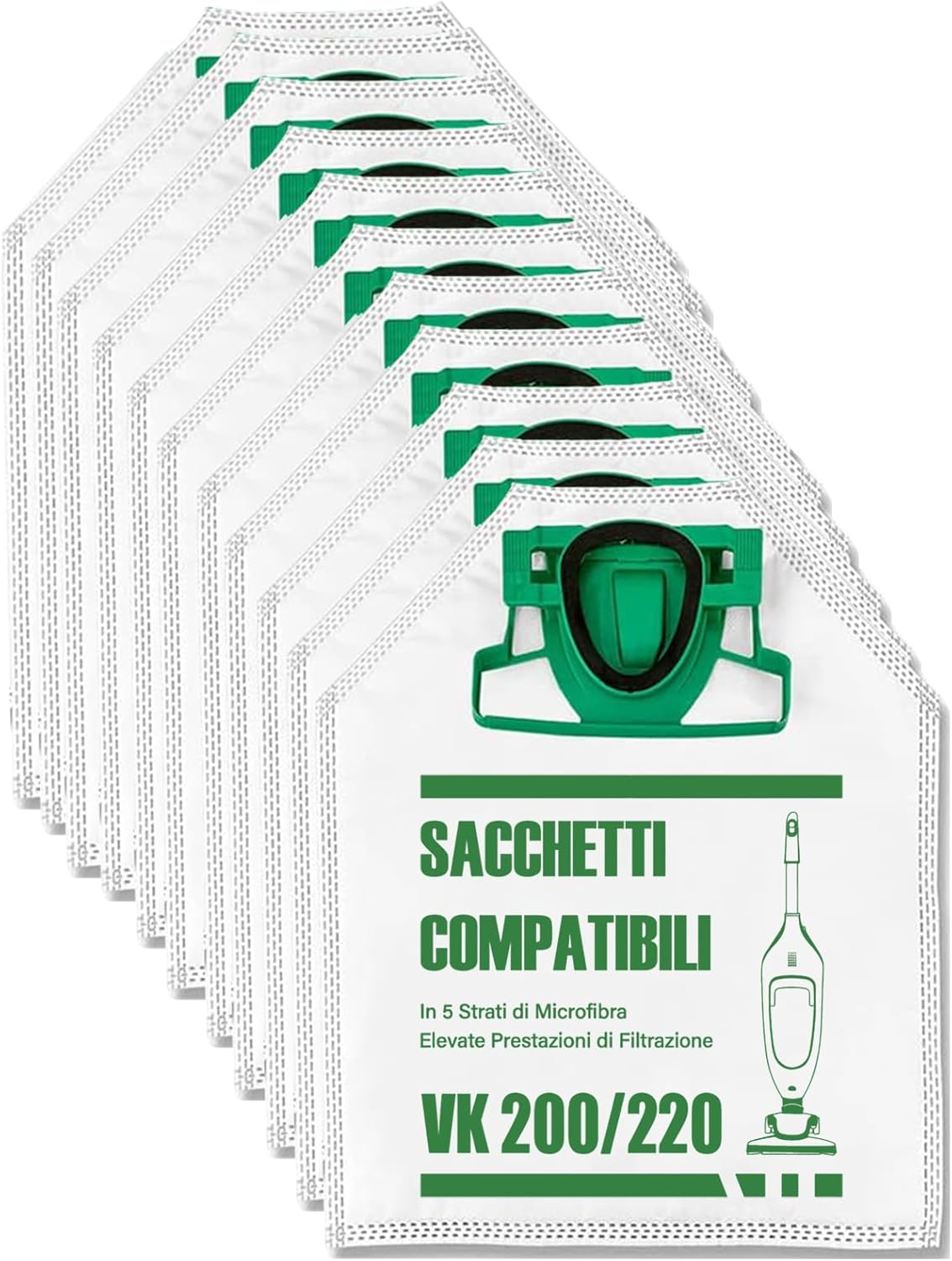 12 Sacchetti Compatibili con Aspirapolvere Folletto vk 200-220s - immagine 1