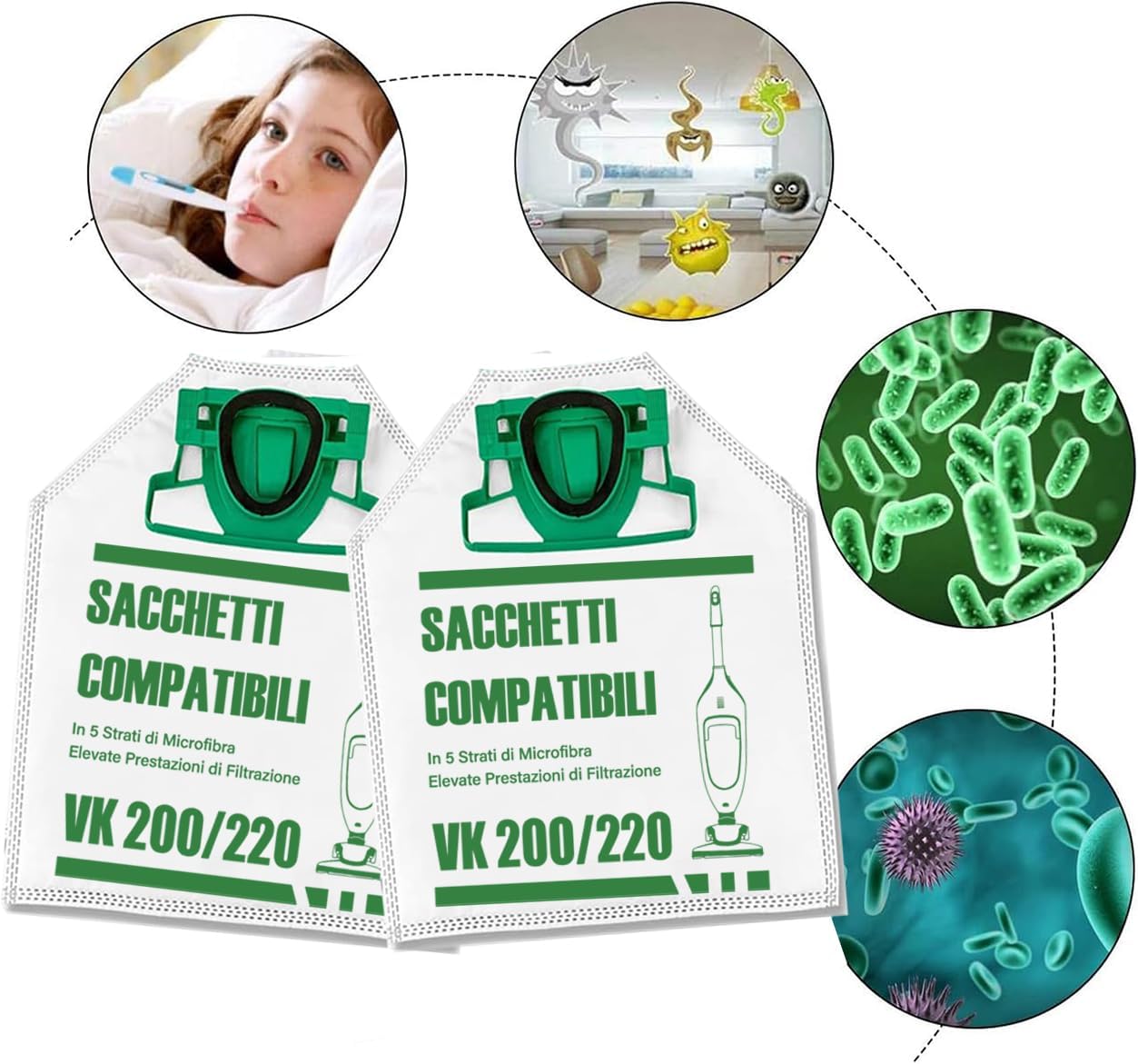 12 Sacchetti Compatibili con Aspirapolvere Folletto vk 200-220s - immagine 4