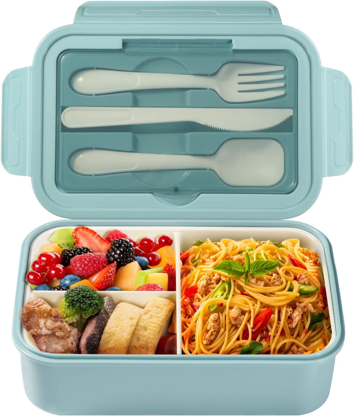 Diboniur Lunch Box 1400ml con Posate, Blu - immagine 1