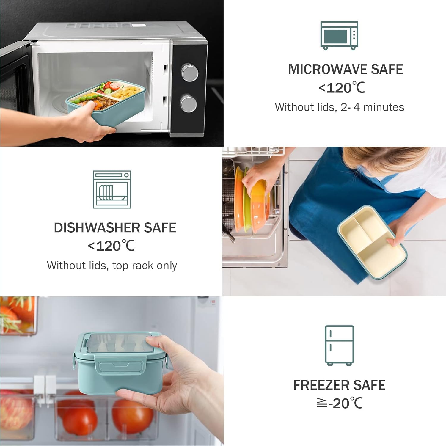 Diboniur Lunch Box 1400ml con Posate, Blu - immagine 2