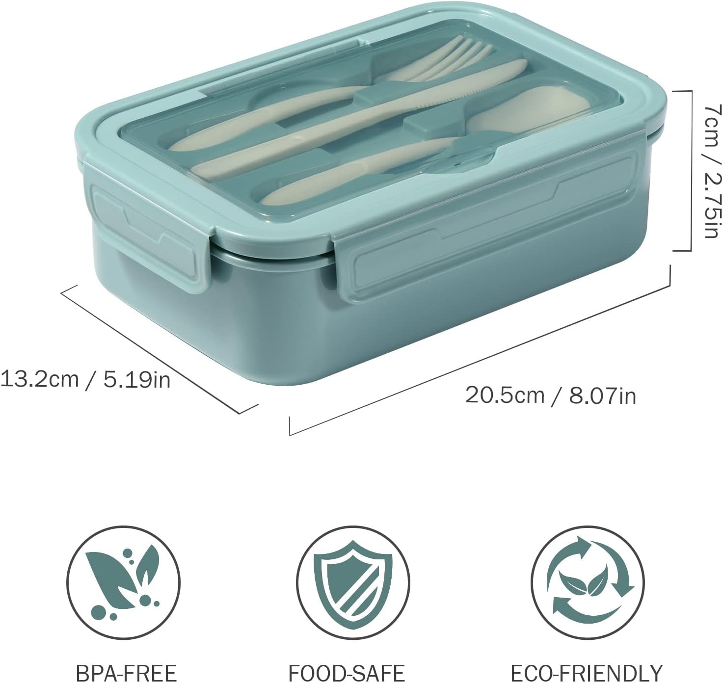 Diboniur Lunch Box 1400ml con Posate, Blu - immagine 6