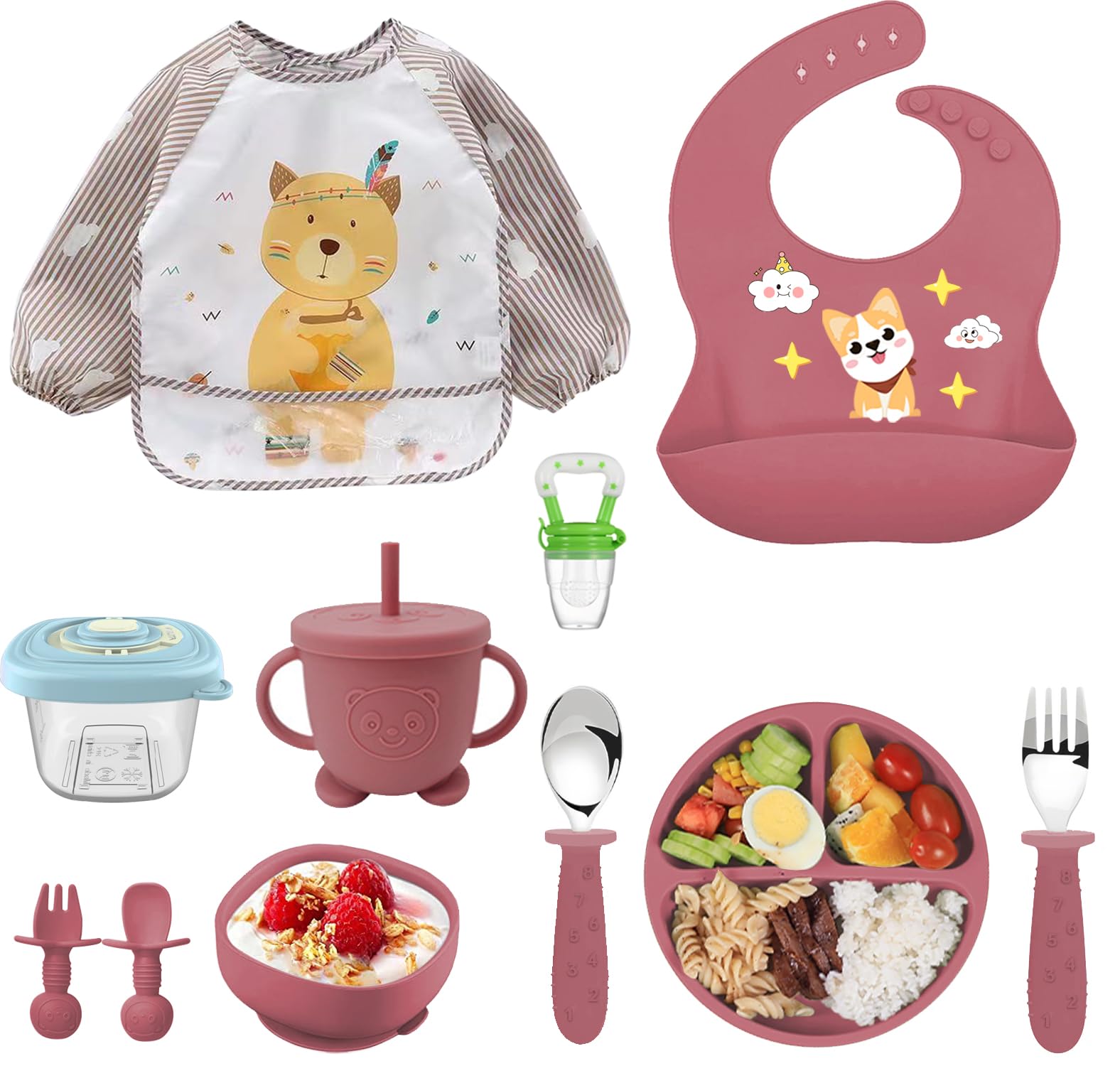 Set Pappa Svezzamento 10 Pezzi in Silicone per Bambini