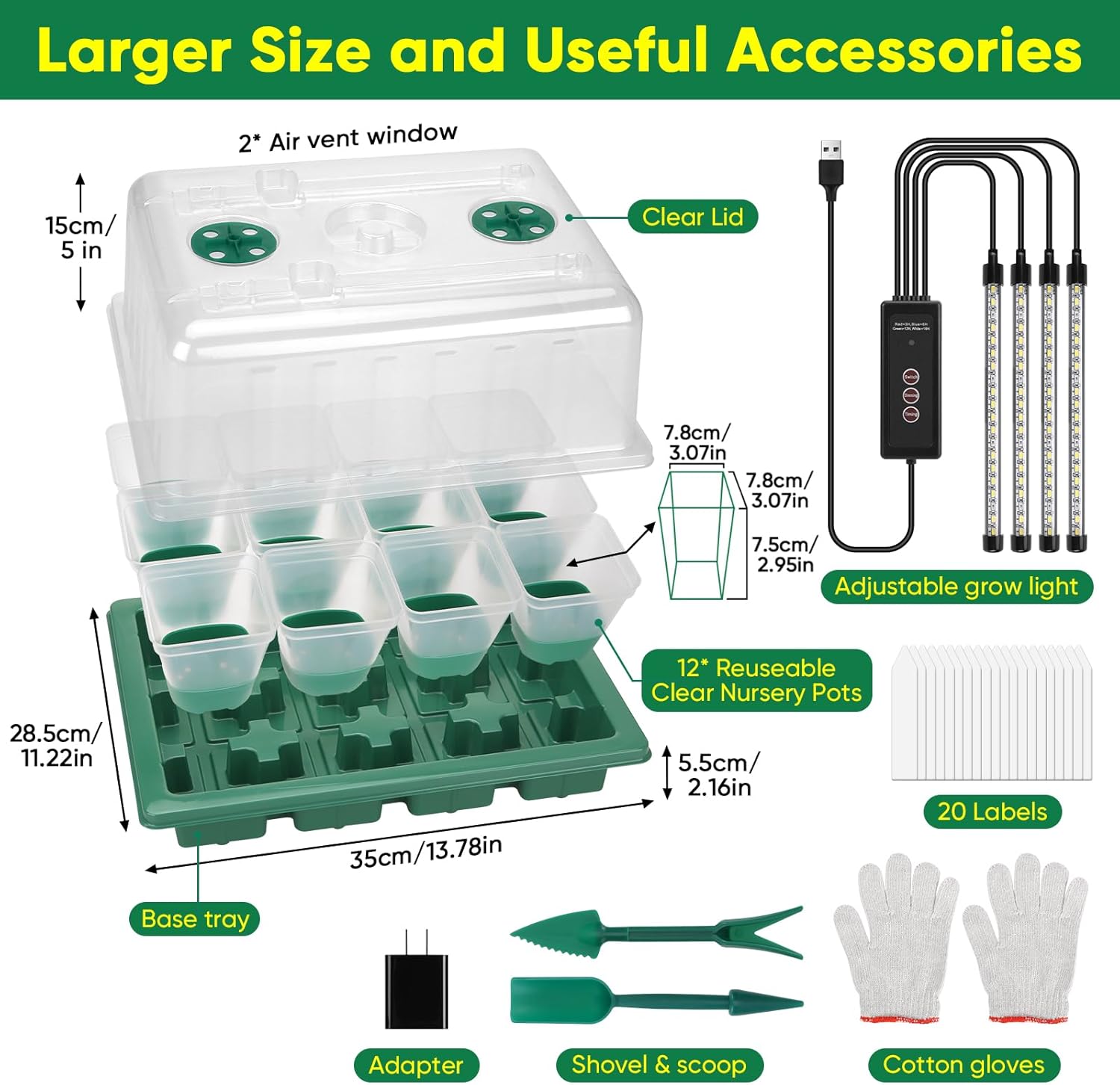 BlumWay Serra da Interni con Lampada per Piante (2 pezzi) - immagine 2
