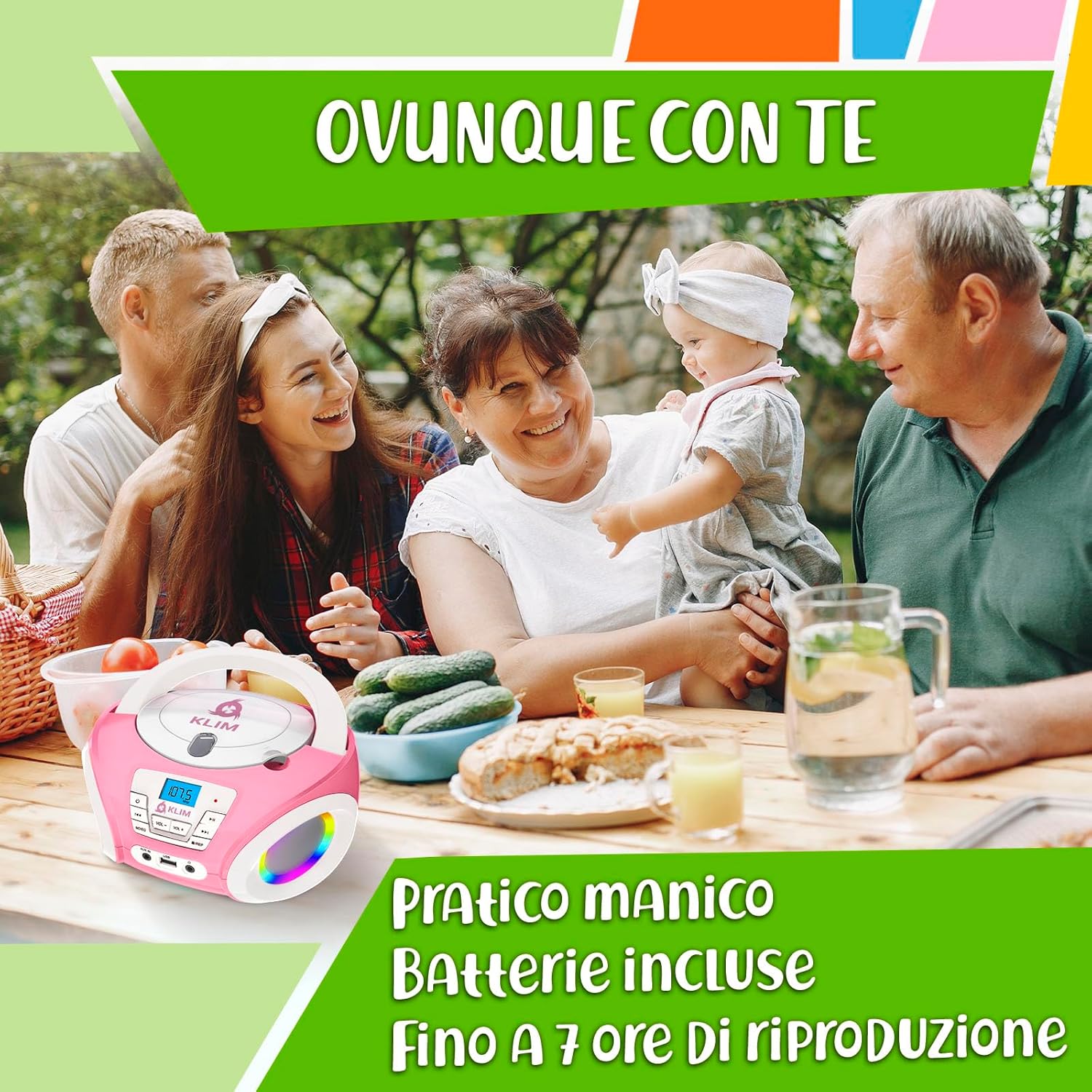 Klim Candy - Stereo per Bambini con Lettore CD, Rosa - immagine 5