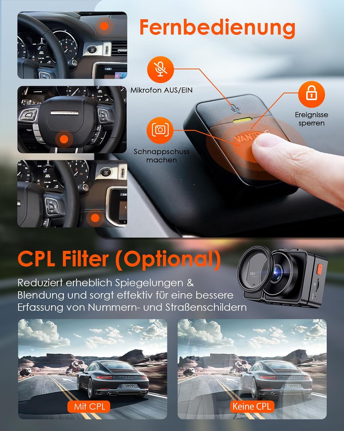 Vantrue E2 - Dash Cam Doppia 2.7K+2.7K - immagine 7