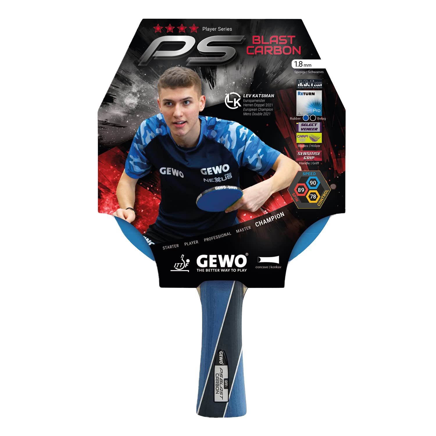 Gewo Racchetta da ping pong PS Blast Carbon