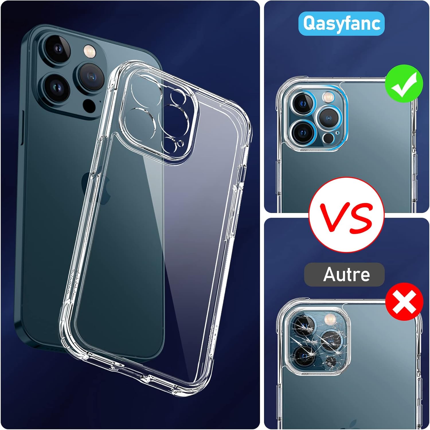 Qasyfanc Hybrid Cover per iPhone 12 PRO (2+1 pezzi) - immagine 6