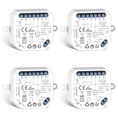 Loratap Interruttore Tapparelle WiFi, 4pz Modulo Comando 300W