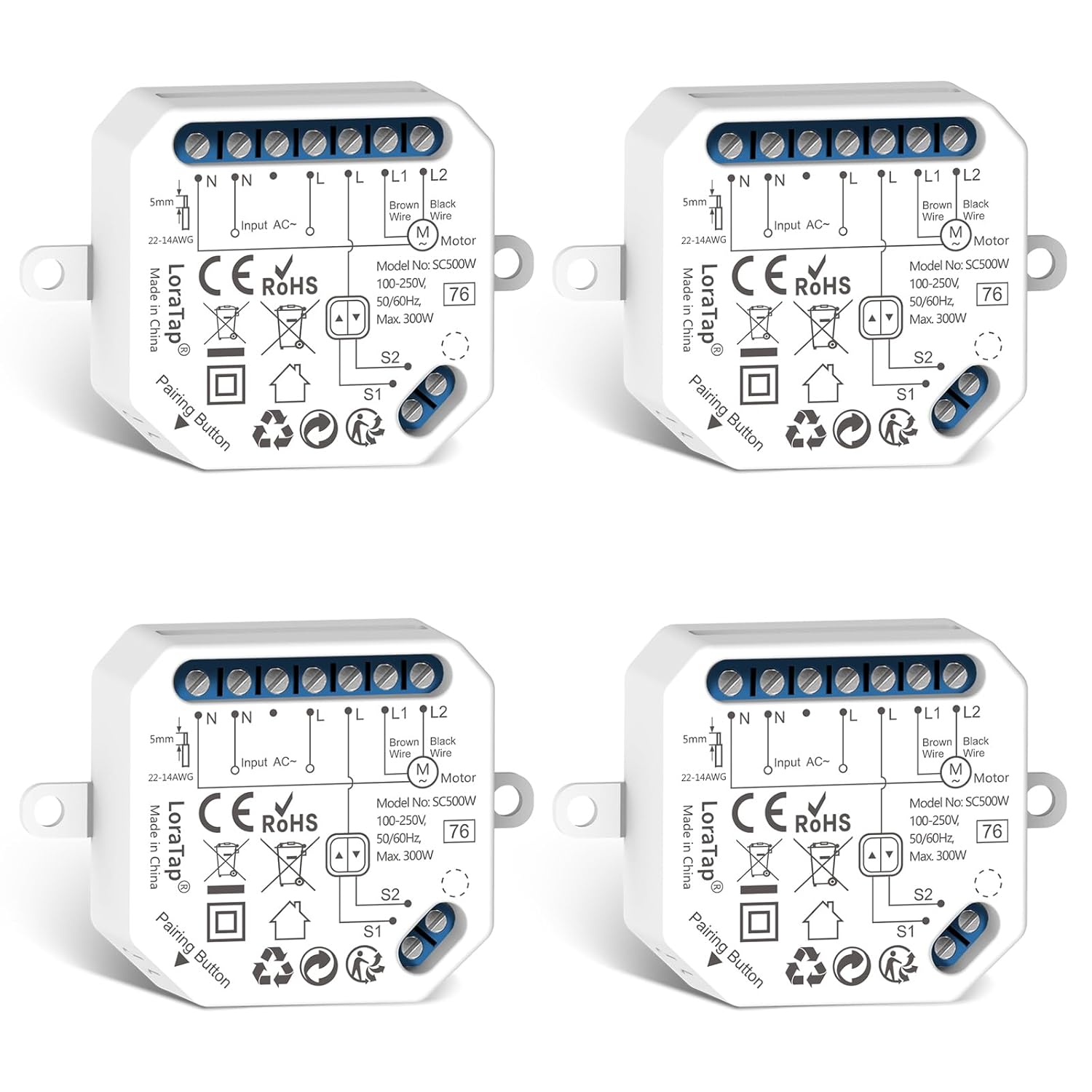 Loratap Interruttore Tapparelle WiFi, 4pz Modulo Comando 300W - immagine 1