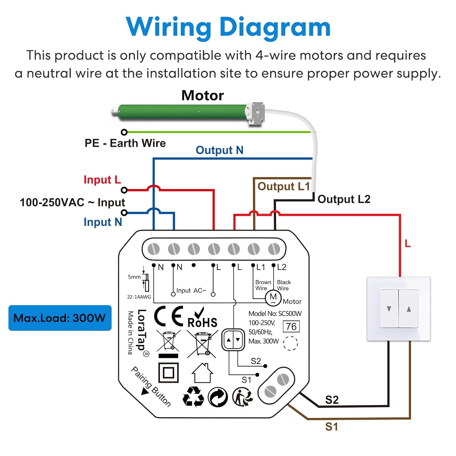 Loratap Interruttore Tapparelle WiFi, 4pz Modulo Comando 300W - immagine 6