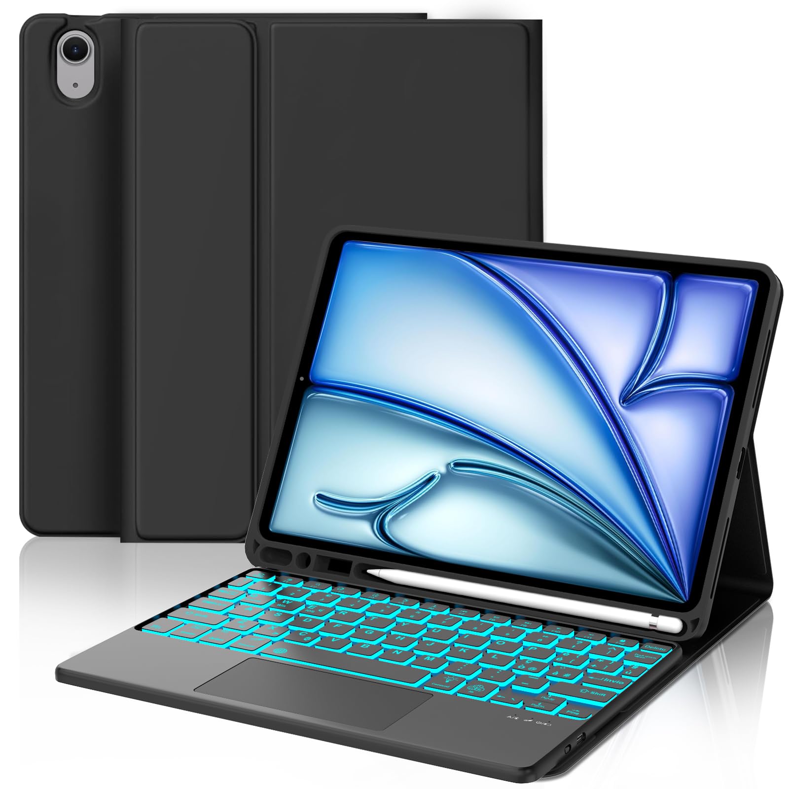 Jademall Tastiera con Trackpad per iPad Air 11" M3/M2, Nero