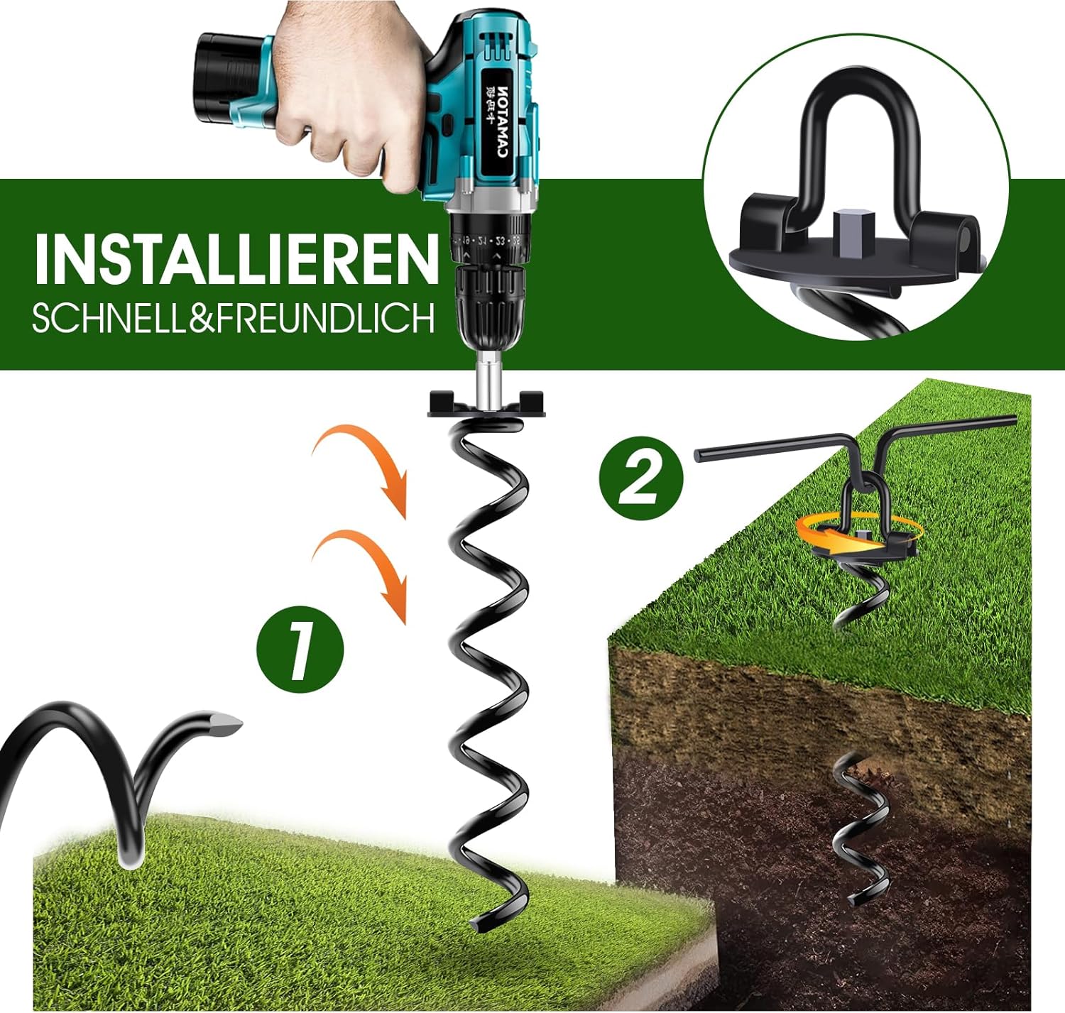 Ancoraggio a Terra per Trampolino con Trapano (8 Pezzi) - immagine 4