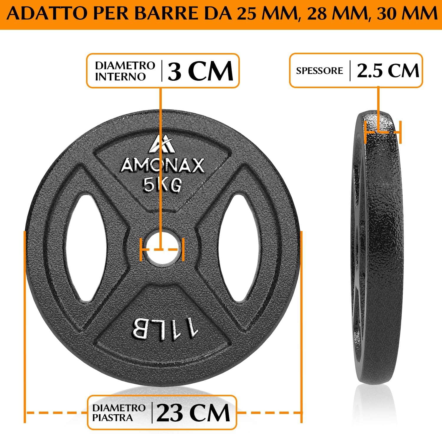 Amonax Set Dischi Pesi Ghisa 2,5-10kg - immagine 4