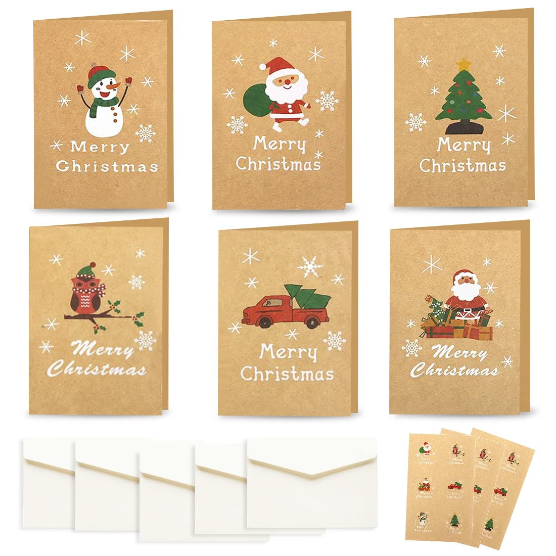 Aurasky 24 Biglietti di Auguri di Natale con Buste