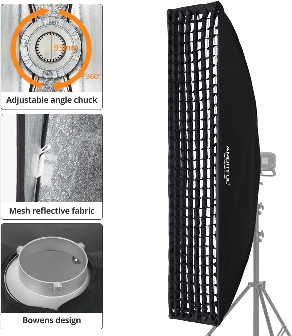 Ambitful FW35x160 Strip Softbox Bowens con Griglia - immagine 3