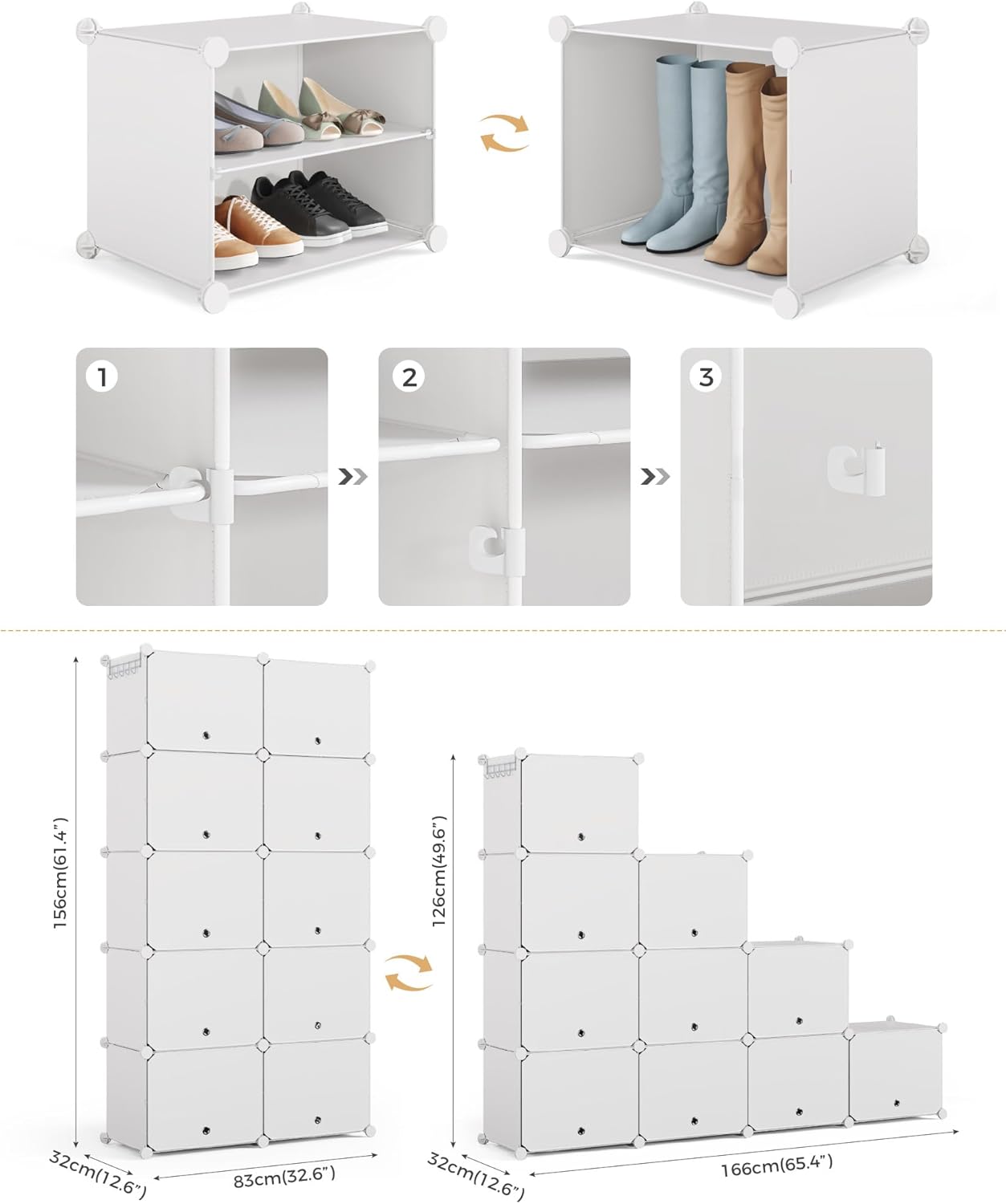 Mondeer Scarpiera in Plastica a 10 Livelli, Bianca - immagine 3