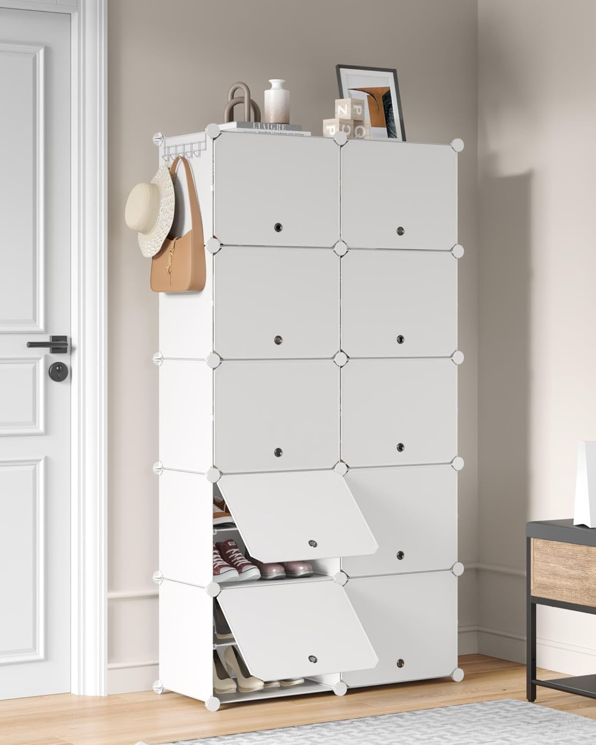 Mondeer Scarpiera in Plastica a 10 Livelli, Bianca - immagine 7