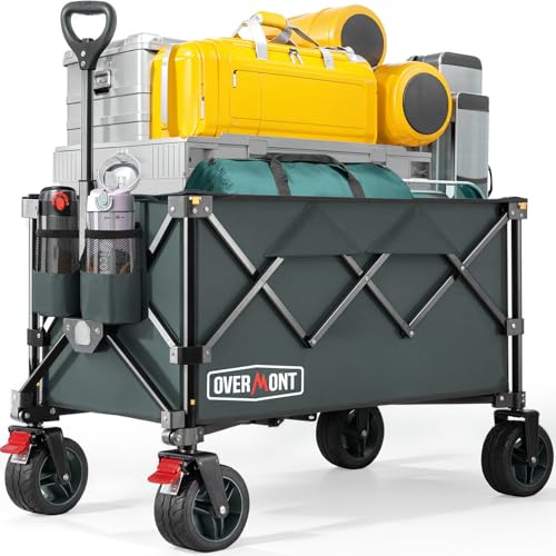 Overmont Carrello da Giardino Pieghevole 150kg, Grigio
