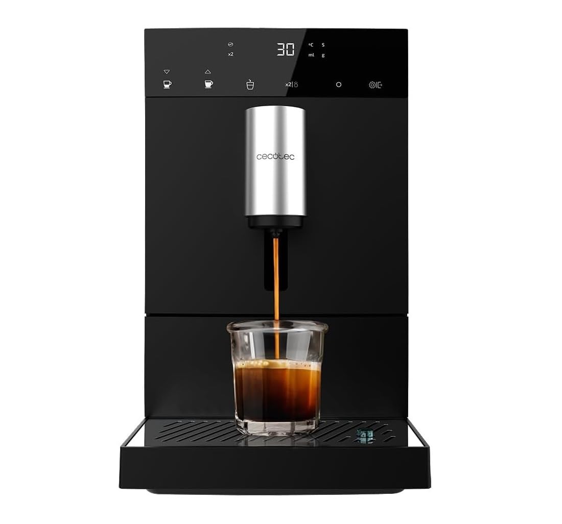Cecotec Caffettiera compatta superautomatica Cumbia Cremmaet Compact. 1350 W, 19 Bar e Sistema Thermoblock, Serbatoio Acqua da 1,1 L e 150 gr di Caffè, Plug&Play, Pulizia Automatica