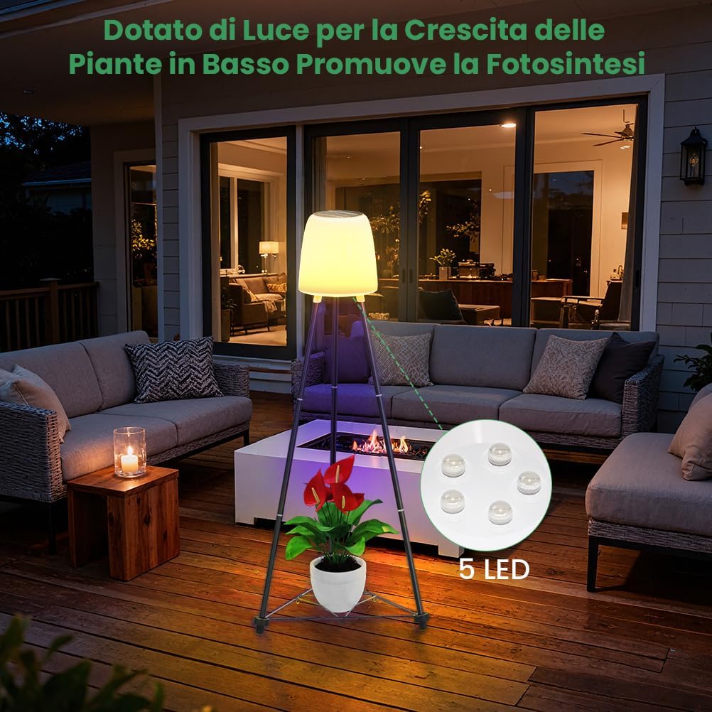 Ousfot Lampada Solare da Terra Esterno con Supporto Fiori - immagine 3