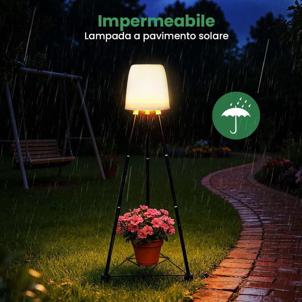 Ousfot Lampada Solare da Terra Esterno con Supporto Fiori - immagine 5