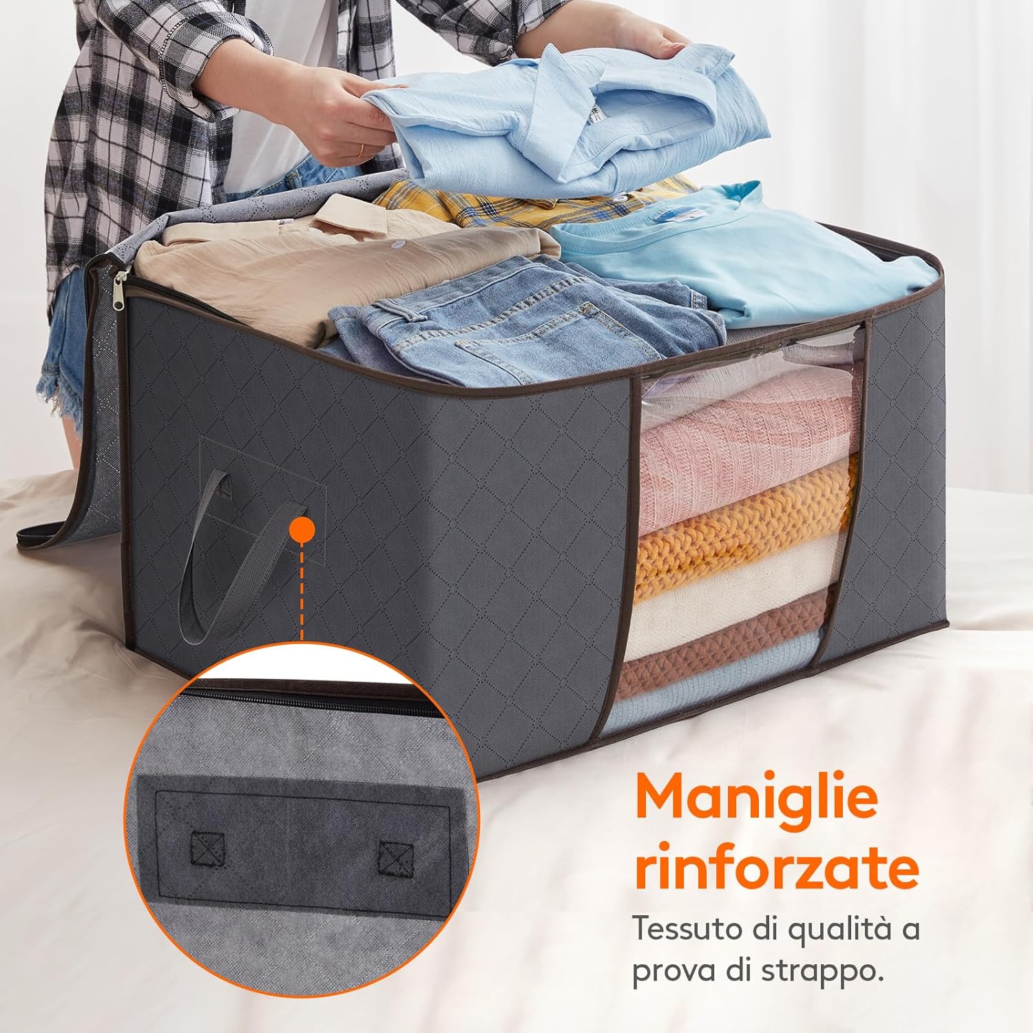 Lifewit 10 Pezzi Scatole per Armadio 90L, Grigio - immagine 4