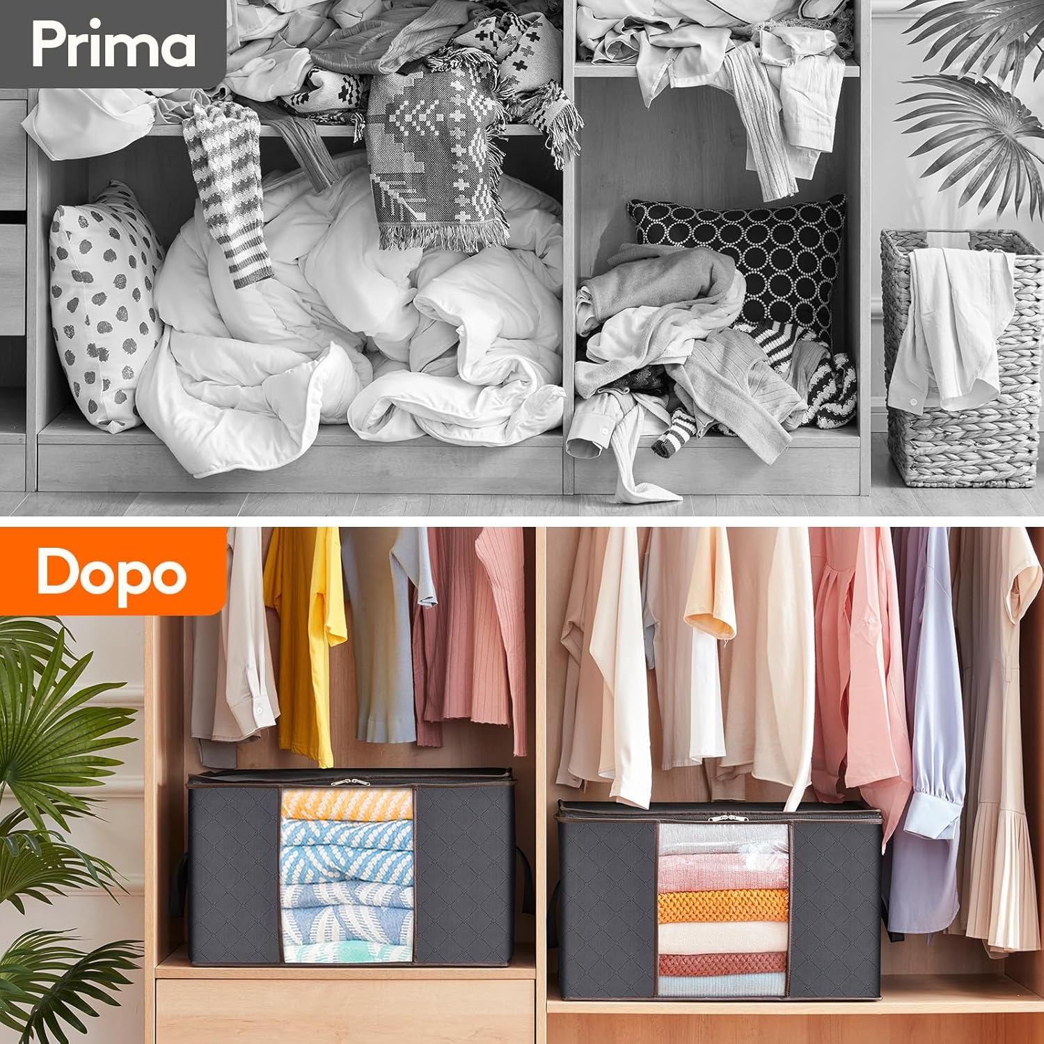 Lifewit 10 Pezzi Scatole per Armadio 90L, Grigio - immagine 5