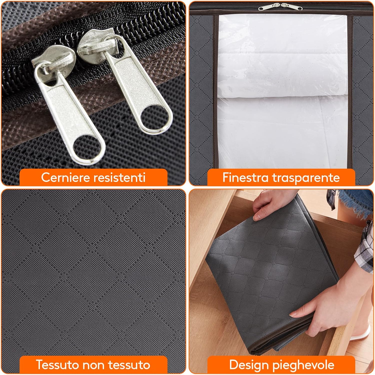 Lifewit 10 Pezzi Scatole per Armadio 90L, Grigio - immagine 6