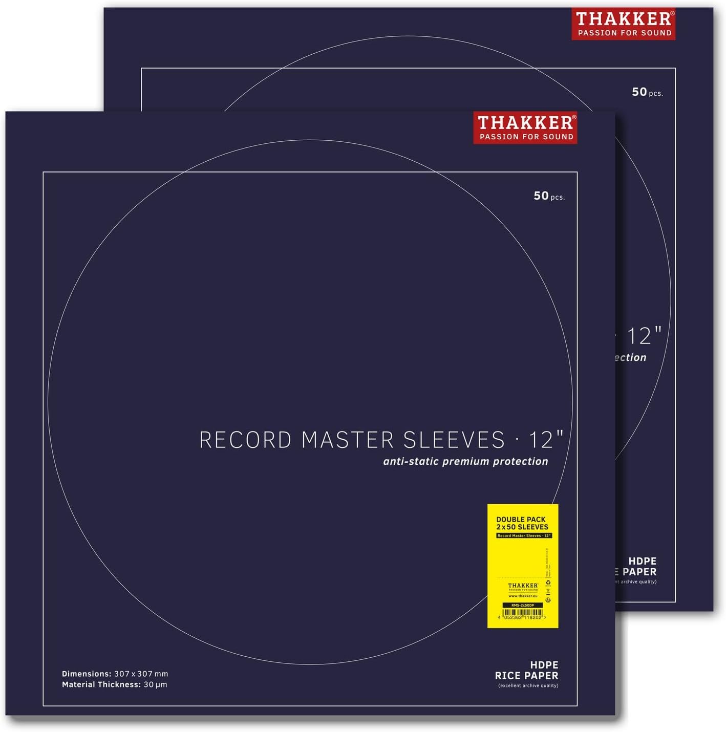 THAKKER Record Master Sleeves - 12' - 100 Custodie Interne - immagine 2