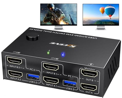 Switch KVM USB 3.0 HDMI 4K@60Hz, 2 PC 2 Monitor