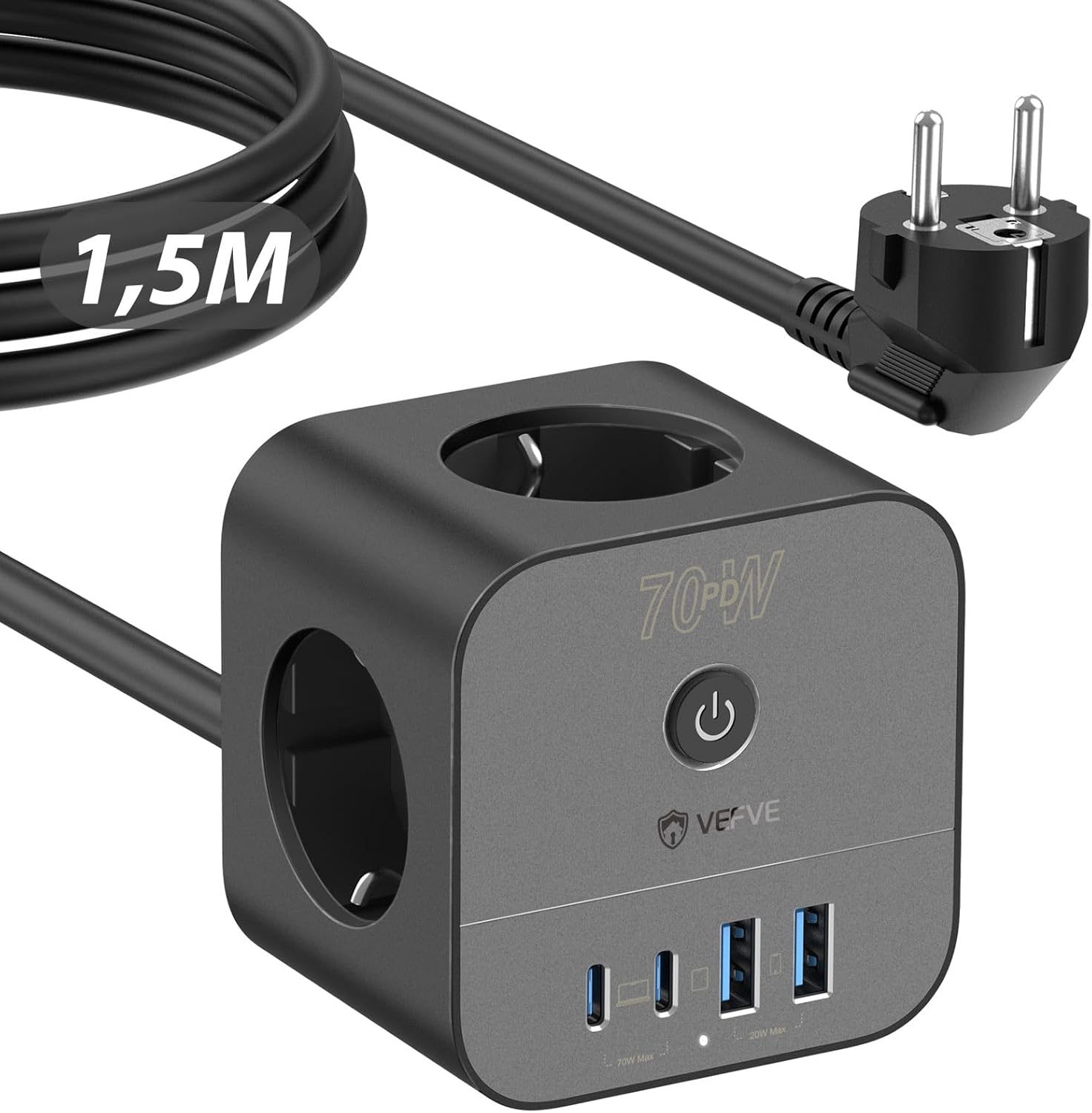 Vefve Ciabatta a Cubo 7 in 1 con USB-C 70W - immagine 1