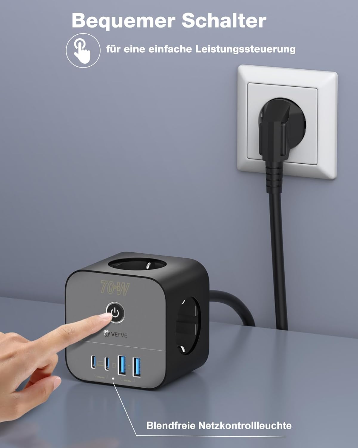 Vefve Ciabatta a Cubo 7 in 1 con USB-C 70W - immagine 4