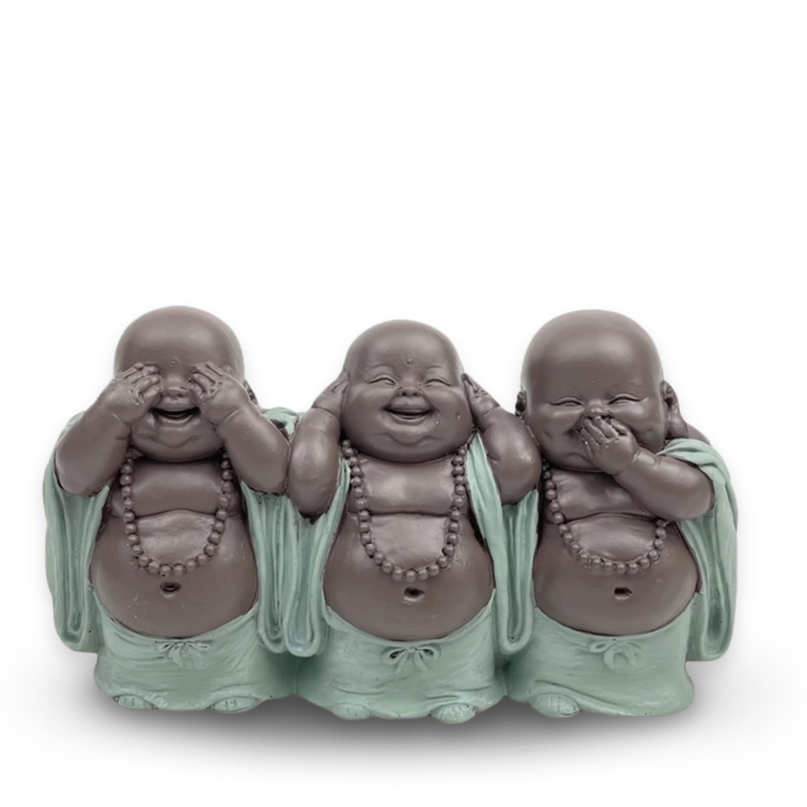 Zen'Light Statuetta 3 Bonzes Saggezza, Verde e Marrone