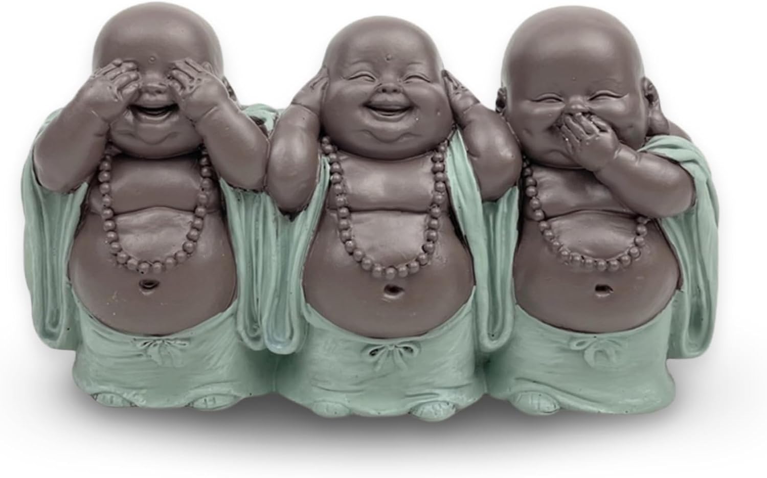 Zen'Light Statuetta 3 Bonzes Saggezza, Verde e Marrone - immagine 1